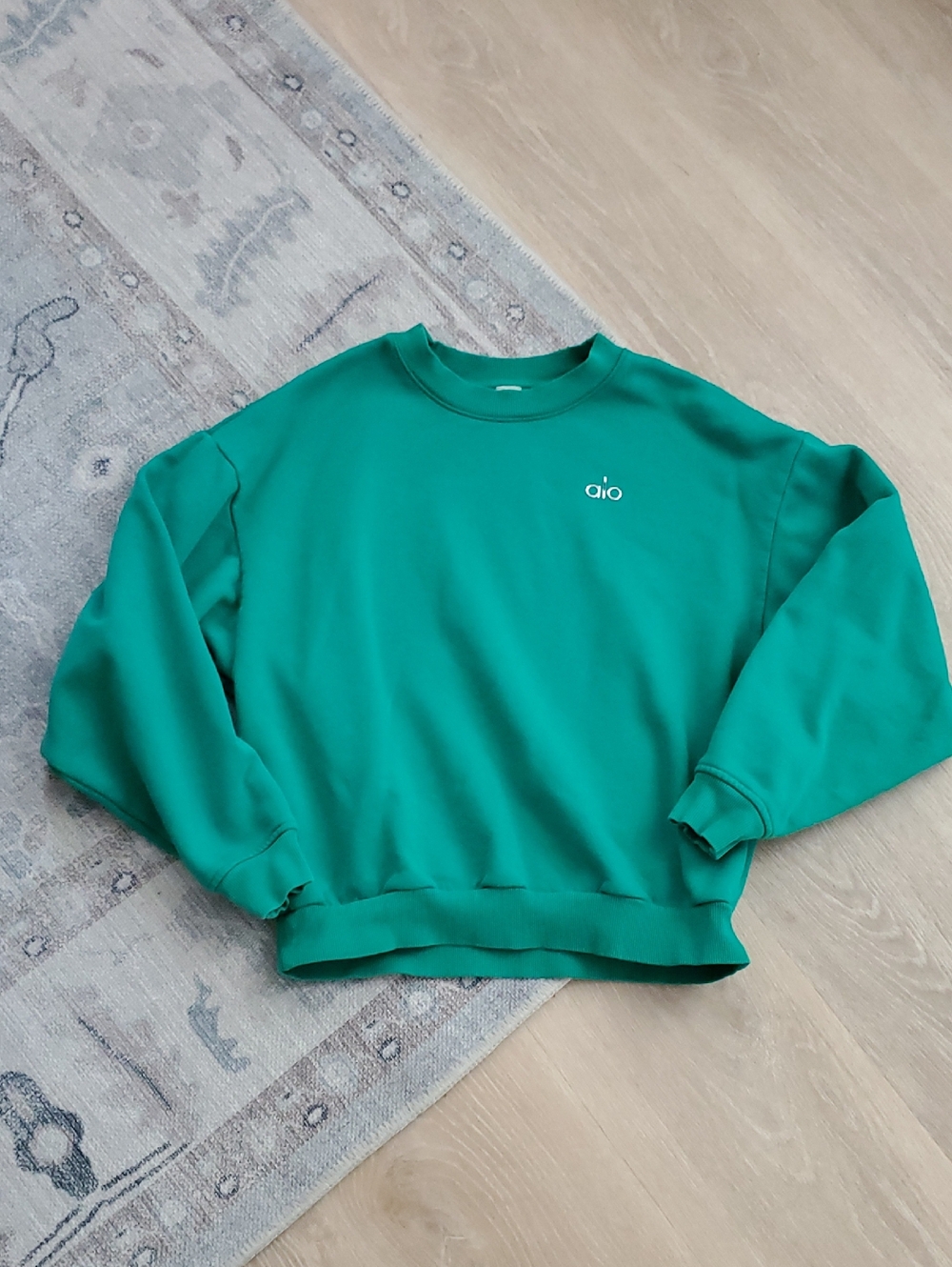 Alo Yoga Accolade Green Crewneck Sweatshirt SzS - Picture 2 of 9